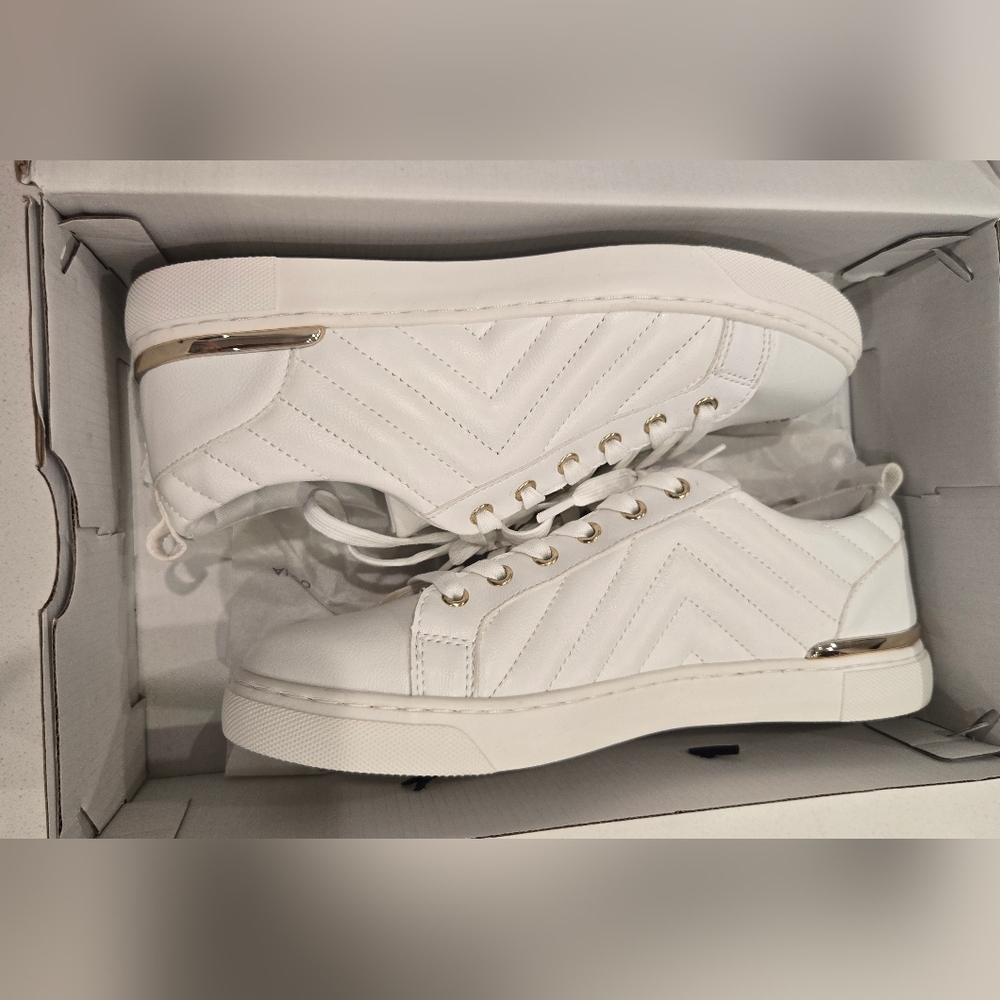 Aldo Dilathielle White Quilted Sneakers